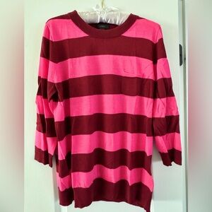Merino Wool J. Crew Sweater with mini pocket - Pink & Red Striped